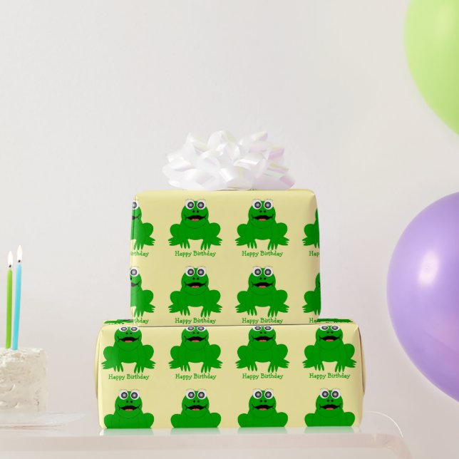 Frog Design Any Colour Background Birthday Gift Wrapping Paper (Party Gifts)