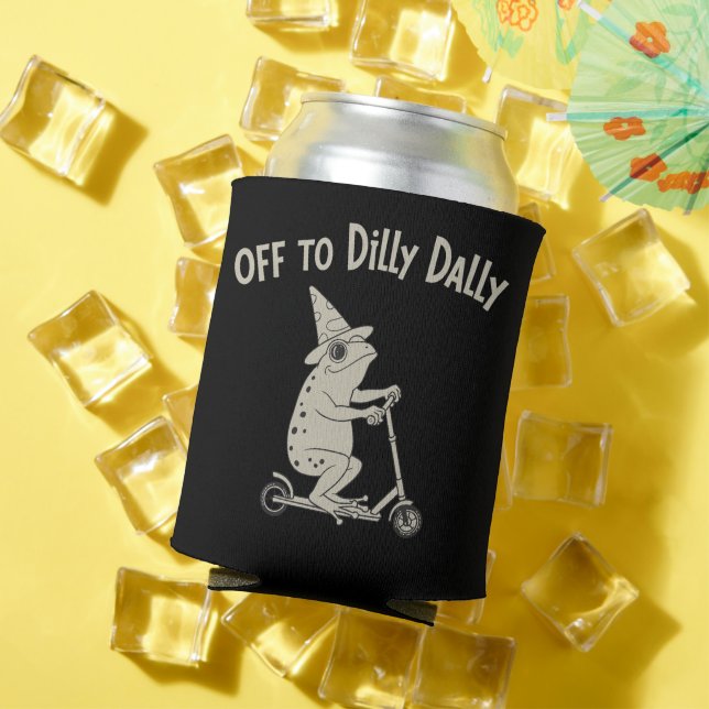 Frog Dilly Dallying Born To Dilly Dally Silly Meme Can Cooler (In Situ Summer)