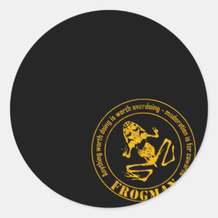 Frog Diver Distressed Classic Round Sticker
