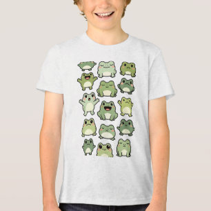 Frog Doodle Pattern - Kawaii Gift for Kids Tri-Blend Shirt