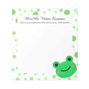 Frog Dot Pattern Green Teacher Notepad