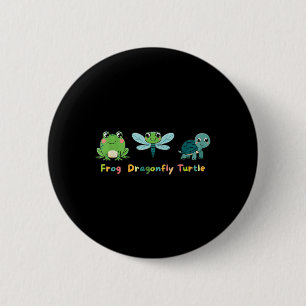Frog Dragonfly Turtle Cute Kids Animal Friends 6 Cm Round Badge