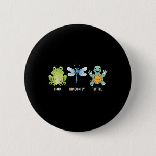 Frog Dragonfly Turtle Funny Cut Animal 6 Cm Round Badge