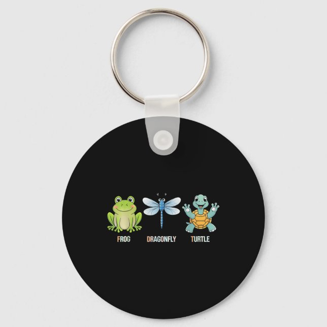 Frog Dragonfly Turtle Funny Cut Animal  Key Ring (Front)