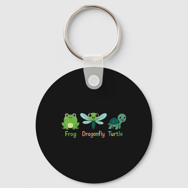 Frog Dragonfly Turtle Humour Subtle Political _1  Key Ring (Front)