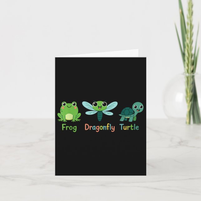 Frog Dragonfly Turtle Humour Subtle Political  Card (Front)