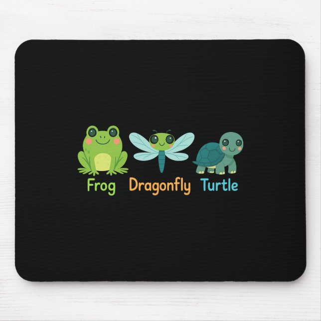 Frog Dragonfly Turtle Subtle  Mouse Mat (Front)