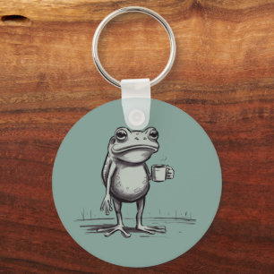 Frog Drinking Coffee Meme Mystical Toad Frog Lover Key Ring