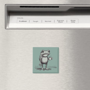 Frog Drinking Coffee Meme Mystical Toad Frog Lover Magnet