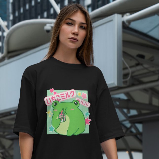 Frog Drinking Strawberry Milk T-Shirt (Creator Uploaded)