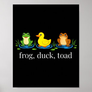 Frog duck toad zoological funny retro animal meme poster
