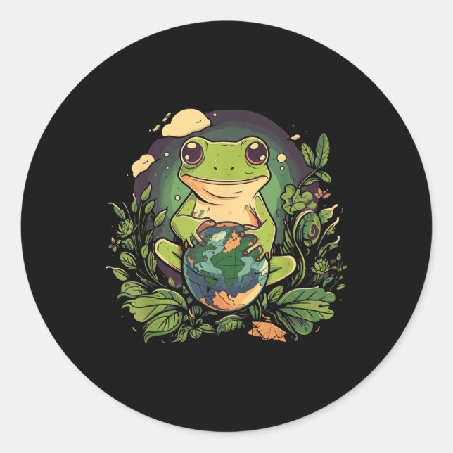 Frog Earth Day  Classic Round Sticker (Front)