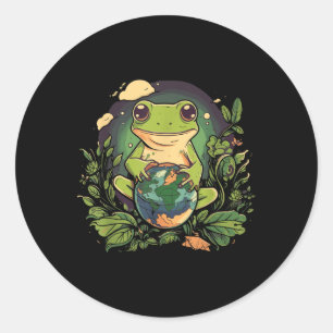 Frog Earth Day Classic Round Sticker