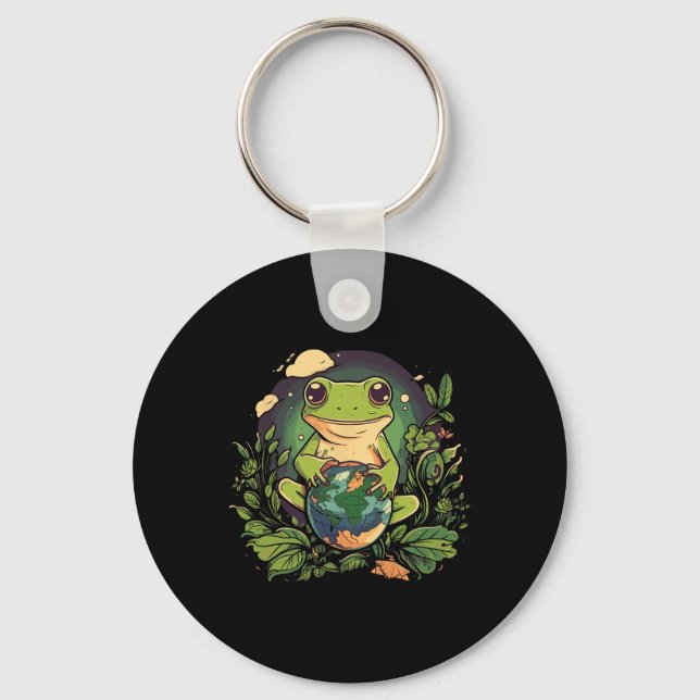Frog Earth Day  Key Ring (Front)