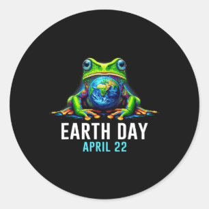 Frog Earth Day Save The Planet Colourful Classic Round Sticker
