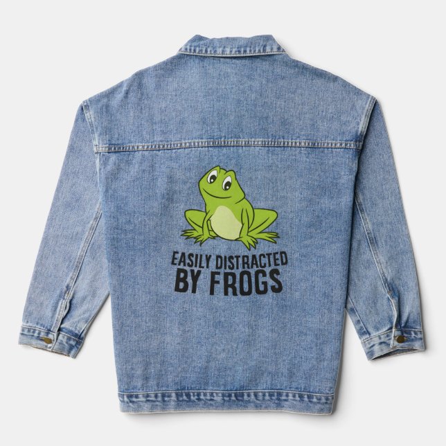 Frog Easily Distracted By Frogs Denim Jacket (Back)