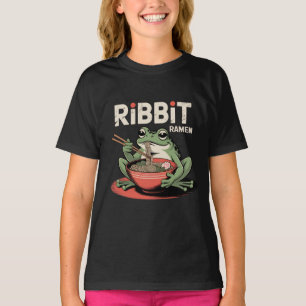 Frog Eating Ramen Funny Ribbit Ramen T-Shirt