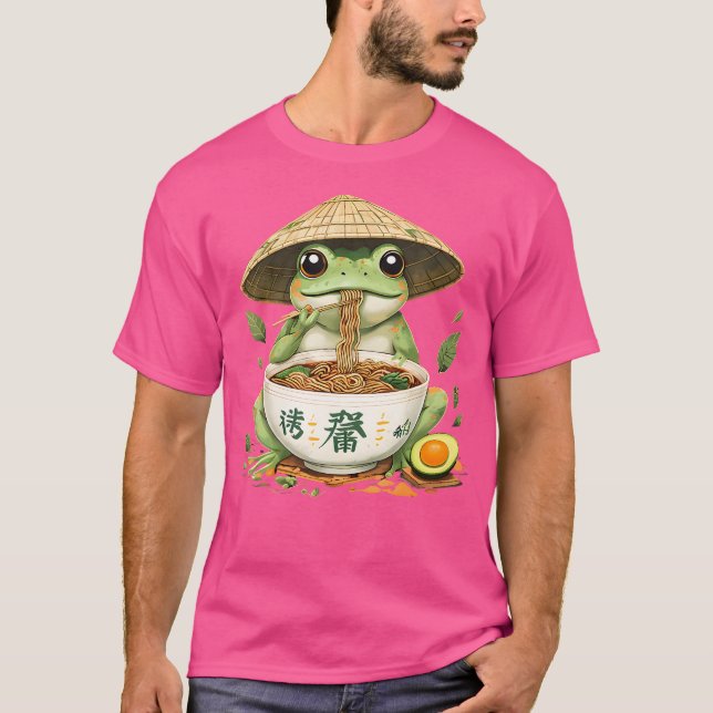 Frog Eating Ramen Japanese Art Cute Anime Lovers T-Shirt (Front)