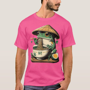 Frog Eating Ramen Kawaii Neko Japanese Noodles Ani T-Shirt