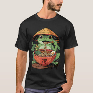 Frog Eating Ramen Kawaii Neko Japanese Noodles Ani T-Shirt