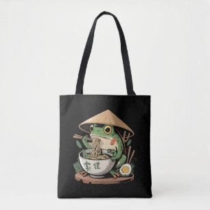 Frog Eating Ramen Kawaii Neko Japanese Noodles  Tote Bag
