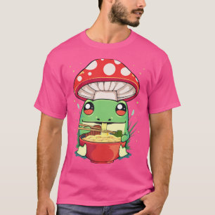 Frog Eating Ramen Noodels With Mushroom Kawaii Fro T-Shirt