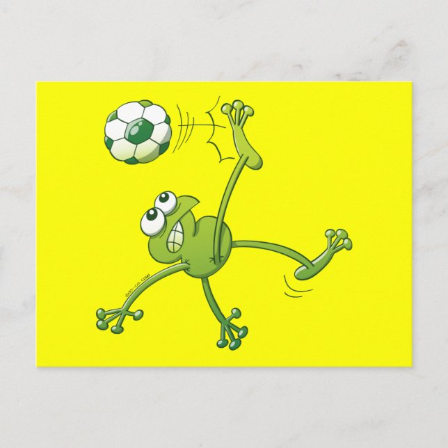 Frog Executing a Bycicle Kick with a Soccer Ball Postcard (Front)