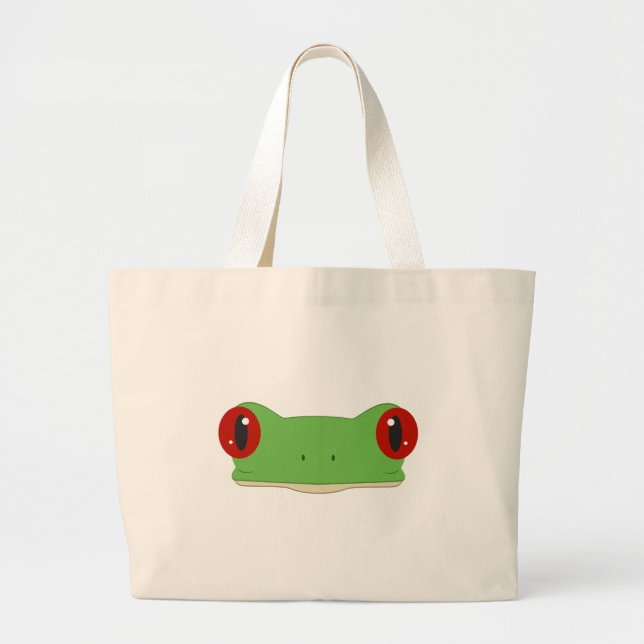 Frog Face Large Tote Bag (Front)