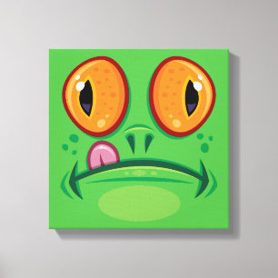 Frog Face with Tongue Cartoon Canvas Print