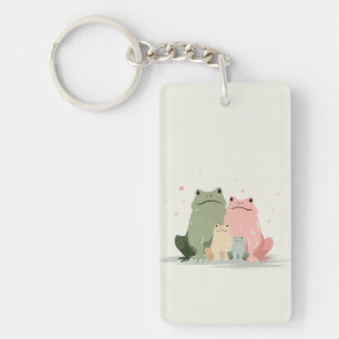 Frog Family – Cute Whimsical Animal Art Key Ring