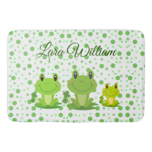 Frog Family Green Kids Bath Mat