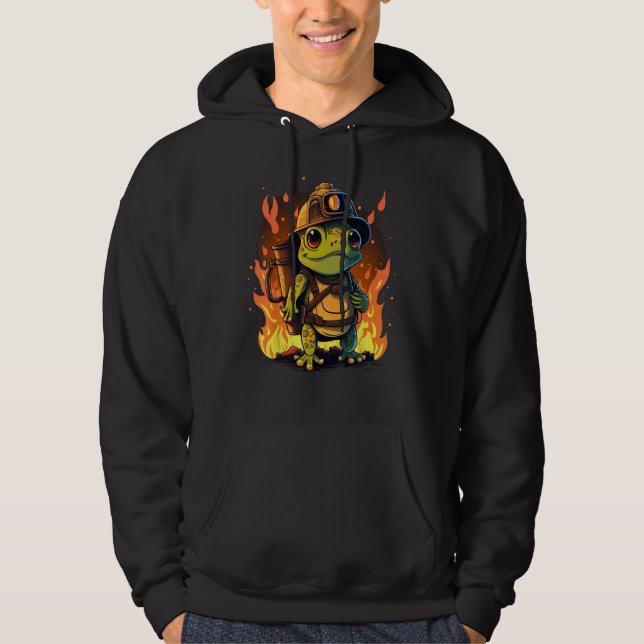Frog Fireman on Firefighter Frog Hoodie (Front)