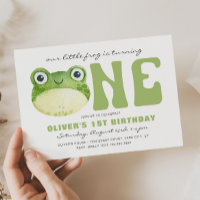 Frog First Birthday Invitations