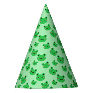 Frog First Birthday party Croaking Green Glitter Party Hat