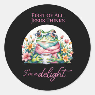 Frog First Of Jesus Thinks A Delight Christian Classic Round Sticker