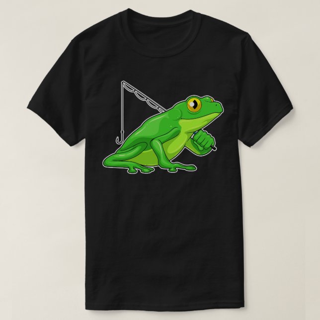 Frog Fisher Fishing rod T-Shirt (Design Front)