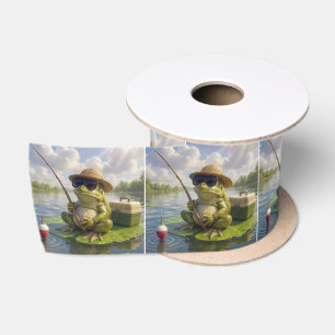 Frog Fishing From a Lily Pad Satin Ribbon