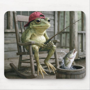 Frog Fishing in a Whisky Barrel Mouse Mat