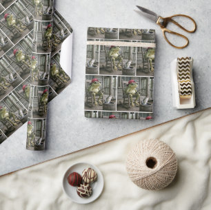 Frog Fishing in a Whisky Barrel Wrapping Paper