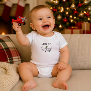 Frog Flies Aeroplane Personalised Baby Boy Aviatio Bodysuit