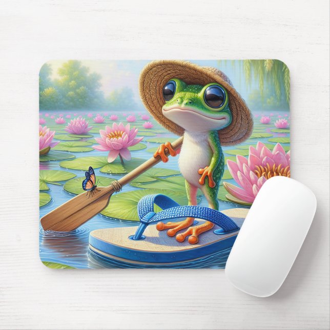 Frog Floating On a Flip-Flop Mouse Mat (With Mouse)
