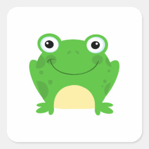 Frog Frogs Amphibian Green Cute Cartoon Animal Square Sticker