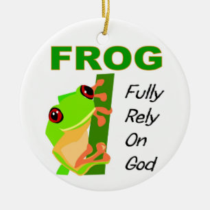 FROG, Fully rely on God Ceramic Tree Decoration