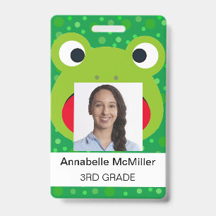 Frog Fun Teacher Green ID Badge