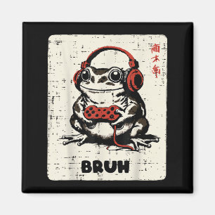 Frog Gamer Headphones Bruh Gaming Meme Boys Kids Magnet