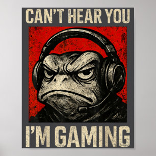 Frog Gaming Gamer Video Grumpy Team Poster