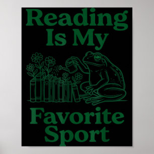 Frog garden read cute men women kids reading poster
