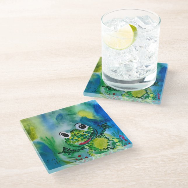 Frog Glass Coaster (Angled)