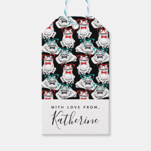 Frog Glasses Pattern Add Your Name Gift Tags