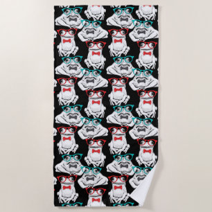 Frog Glasses Pattern Beach Towel